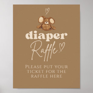 Modern Bearly Wait Baby Shower Diaper Raffle Poster
