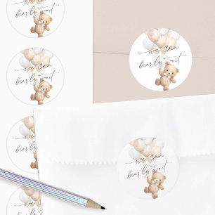 Modern Bearly wait Gender Neutral baby Shower Classic Round Sticker