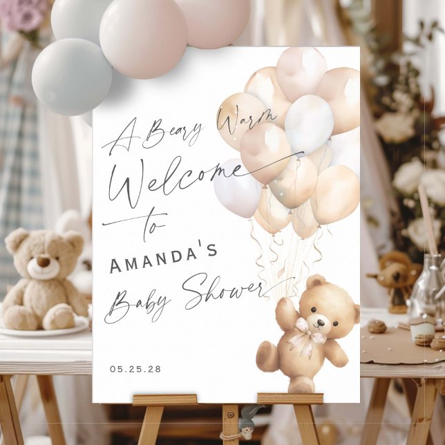 Modern Bearly wait Gender Neutral Welcome Sign (Gender Neutral baby Shower We can bearly wait- welcome sign.)