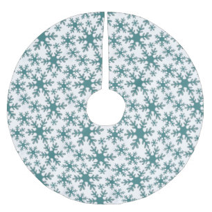 Modern Beautiful Blue Snowflake Pattern Christmas Brushed Polyester Tree Skirt