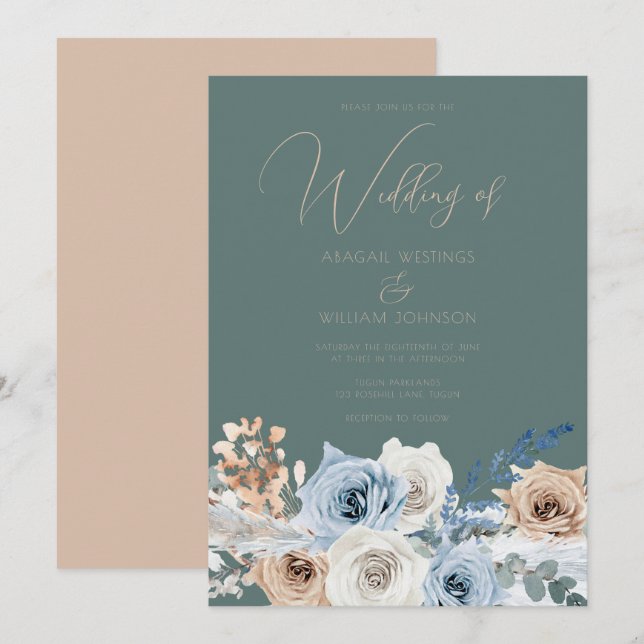 Modern Beautiful Boho Elegant Wedding Invitation (Front/Back)
