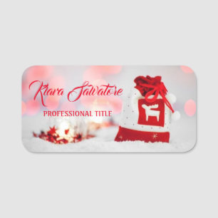 Modern Beautiful Christmas Red Gift Bag Name Tag