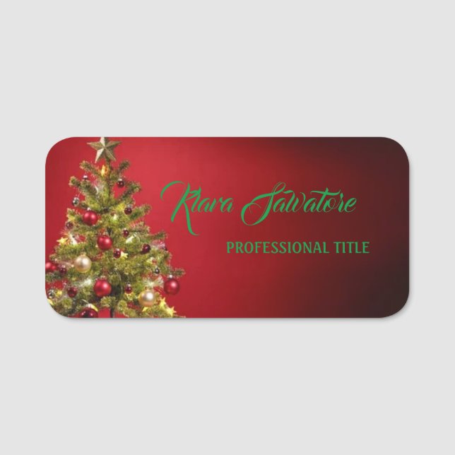 Modern Beautiful Christmas Tree Name Tag (Front)