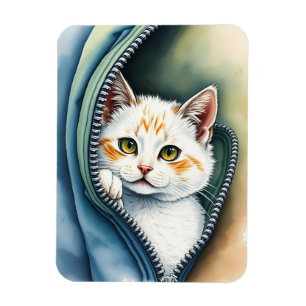 Modern Beautiful Cute Watercolor Cat Collection Magnet