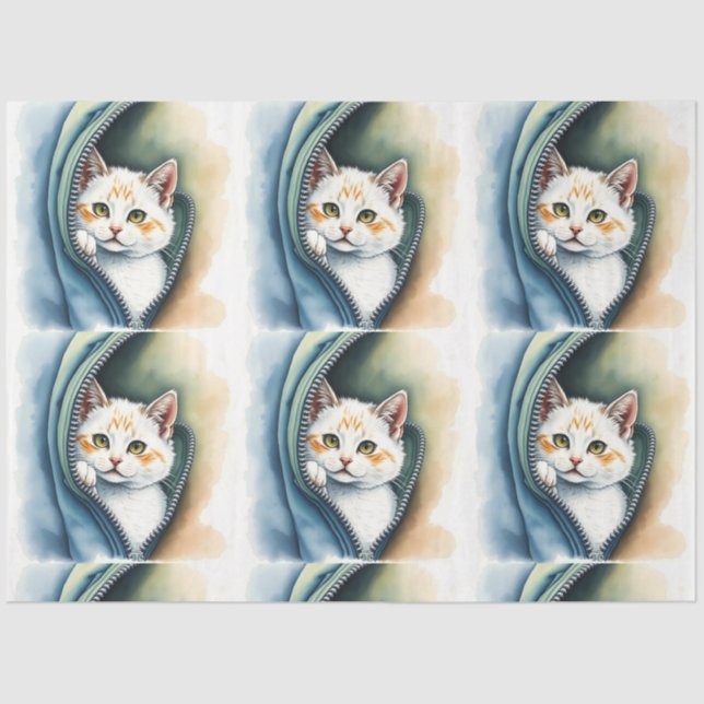 Modern Beautiful Cute Watercolor Cat Collection Tissue Paper (Front)