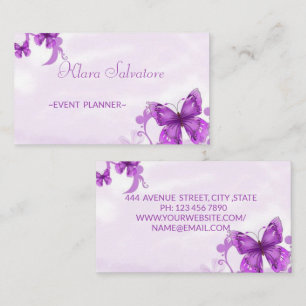 Modern Beautiful Gorgeous Purple With Butterfly Business Card
