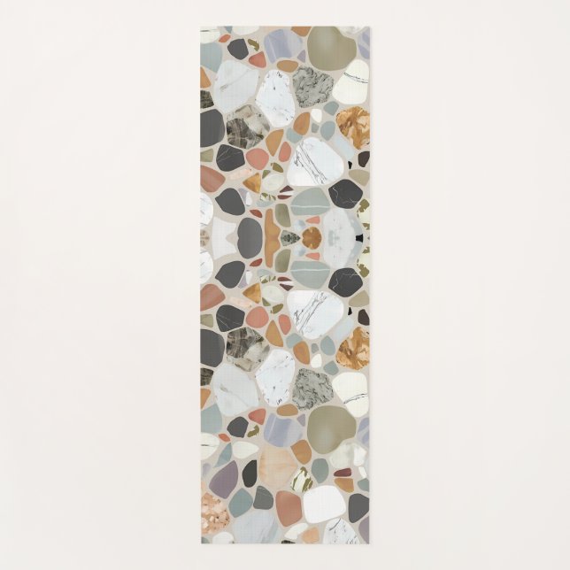 Modern beautiful marble look terrazzo design yoga mat (Front)