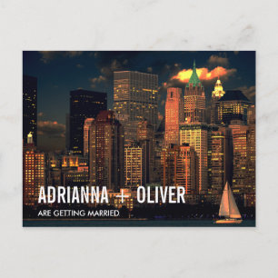 Modern Beautiful New York Skyline Save The Date 2 Announcement Postcard