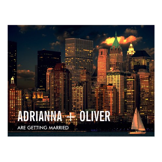 Modern Beautiful New York Skyline Save The Date 2 Postcard