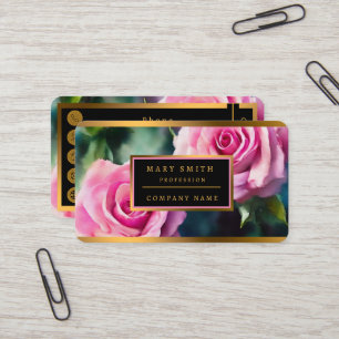 Modern Beautiful Watercolor Pink Roses Collection Business Card