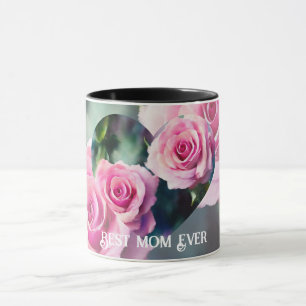 Modern Beautiful Watercolor Pink Roses Collection Mug