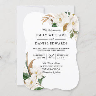 Modern Beautiful White Floral Wedding Invitation
