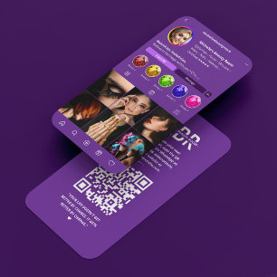 Modern Beauty Instagram Royal Purple Lash Tech Business Card