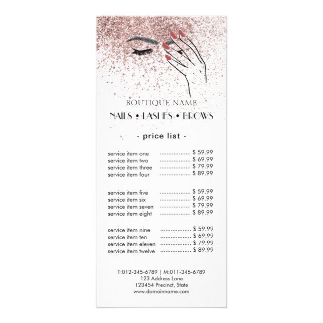 Modern Beauty Logo Nails Eyelashes Brows Rack Card (Front)