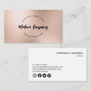Modern Beauty Logo Template Rose Gold Custom Business Card