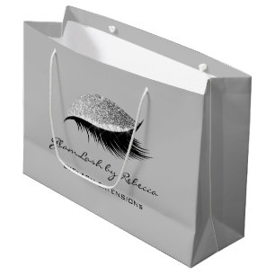 Modern Beauty Makeup Eyelash Lashes Glitter Silver Large Gift Bag