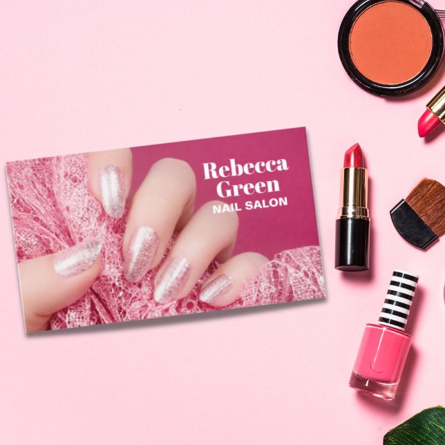 Modern beauty makeup manicure nails nail salon business card (Creator Uploaded)