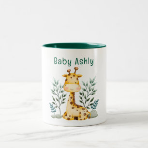 Modern Beauty Orange Giraffe With Name Coffee Mug