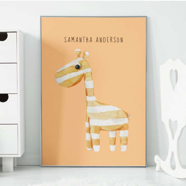 Modern Beauty Orange Giraffe With Name Poster (Creator Uploaded)
