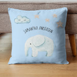 Modern Beauty Pastel Blue Elephant & Stars Kid Cushion<br><div class="desc">Modern Beauty Pastel Blue Elephant & Stars Kid</div>