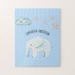 Modern Beauty Pastel Blue Elephant & Stars Kid Jigsaw Puzzle<br><div class="desc">Modern Beauty Pastel Blue Elephant & Stars Kid</div>