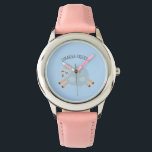 Modern Beauty Pastel Blue Sheep And Kid Name Watch<br><div class="desc">Modern Beauty Pastel Blue Sheep And Kid Name</div>