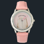 Modern Beauty Pastel Pink Bear With Name Watch<br><div class="desc">Modern Beauty Pastel Pink Bear With Name</div>