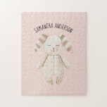 Modern Beauty Pastel Pink Bunny With Name Jigsaw Puzzle<br><div class="desc">Modern Beauty Pastel Pink Bunny With Name</div>