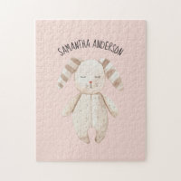 Modern Beauty Pastel Pink Bunny With Name
