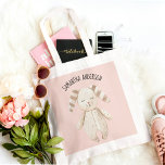 Modern Beauty Pastel Pink Bunny With Name Tote Bag<br><div class="desc">Modern Beauty Pastel Pink Bunny With Name</div>