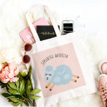 Modern Beauty Pastel Pink Sheep And Kid Name Tote Bag<br><div class="desc">Modern Beauty Pastel Pink Sheep And Kid Name</div>