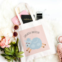 Modern Beauty Pastel Pink Sheep And Kid Name