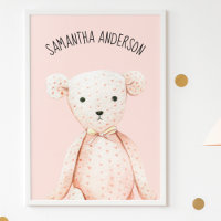 Modern Beauty Pastel Pink Teddy Bear With Name