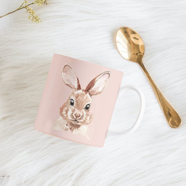 Modern Beauty Pastel Pink Watercolor Bunny Lovely Coffee Mug (Creator Uploaded)