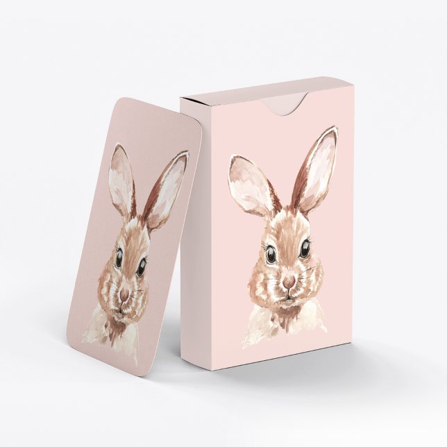 Modern Beauty Pastel Pink Watercolor Bunny Lovely Playing Cards (Creator Uploaded)