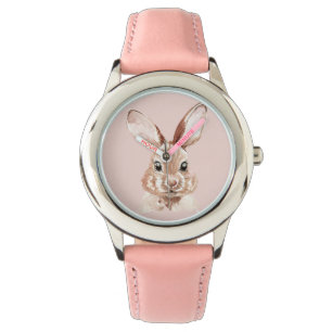 Modern Beauty Pastel Pink Watercolor Bunny Lovely Watch