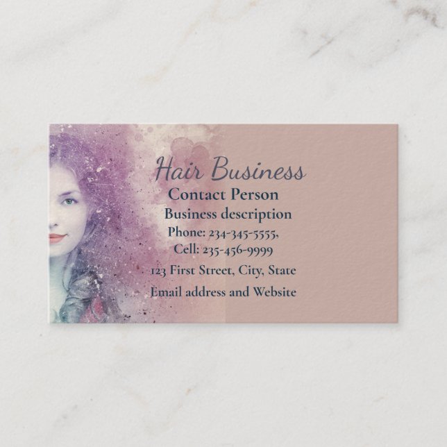 Modern Beauty Pink Blue Hair Stylist Salon Makeup  Business Card (Front)