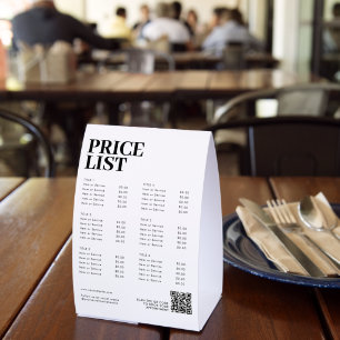 Modern Beauty Price List Menu Small Business Black