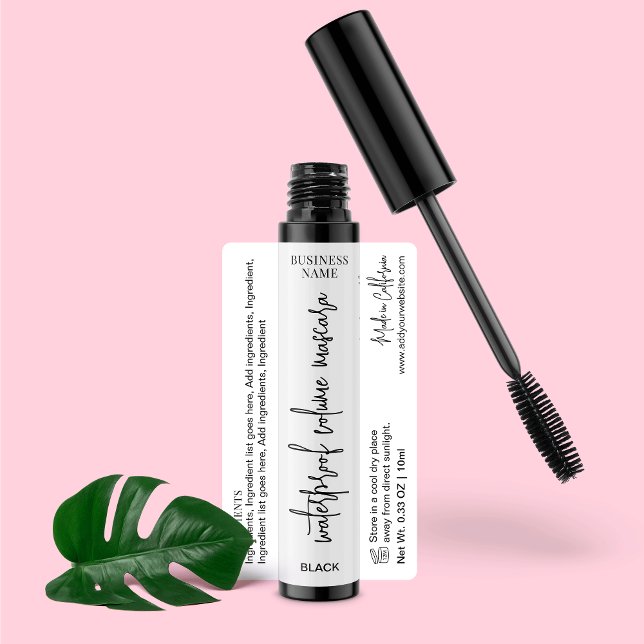 Modern Beauty Product Cosmetic Tube Mascara Label (Fully editable mascara tube labels with space for your product info and brand details)
