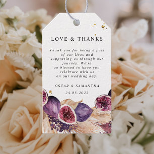 Modern Beauty Purple Figs & Pampas & Gold Drops Gift Tags