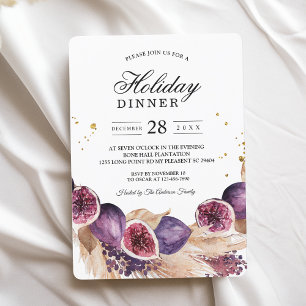 Modern Beauty Purple Figs & Pampas & Gold Drops Invitation
