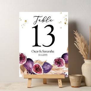 Modern Beauty Purple Figs & Pampas & Gold Drops Table Number