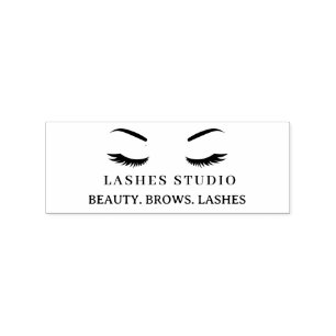 Modern Beauty Salon Lashes Brow Logo Business Rubber Stamp