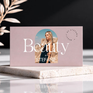 Modern Beauty Salon Makeup Artist Blush Mauve Business Card