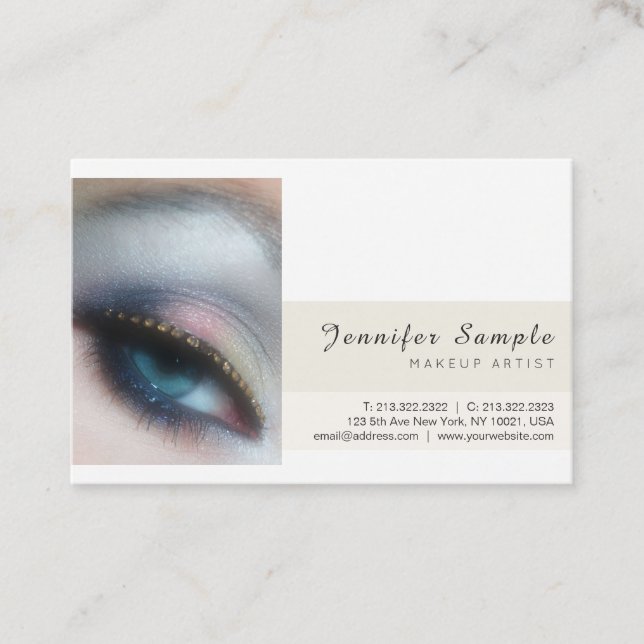 Modern Beauty Salon Makeup Artist Premium Silk Business Card (Front)