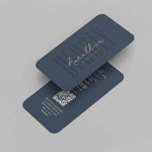 Modern Beauty Salon Makeup Cosmetologist Dark Blue Business Card