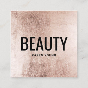 Modern beauty salon rose gold foil makeup artist square business card