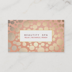 Modern Beauty Salon & Spa Faux Gold Coral Pink Business Card