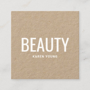 Modern beauty salon trendy rustic kraft makeup square business card
