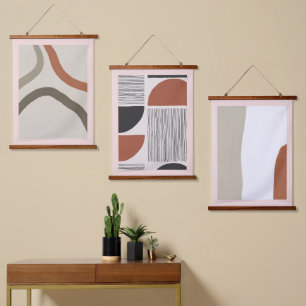 Modern Beauty Saloon Wood Topped Wall Tapestry Art